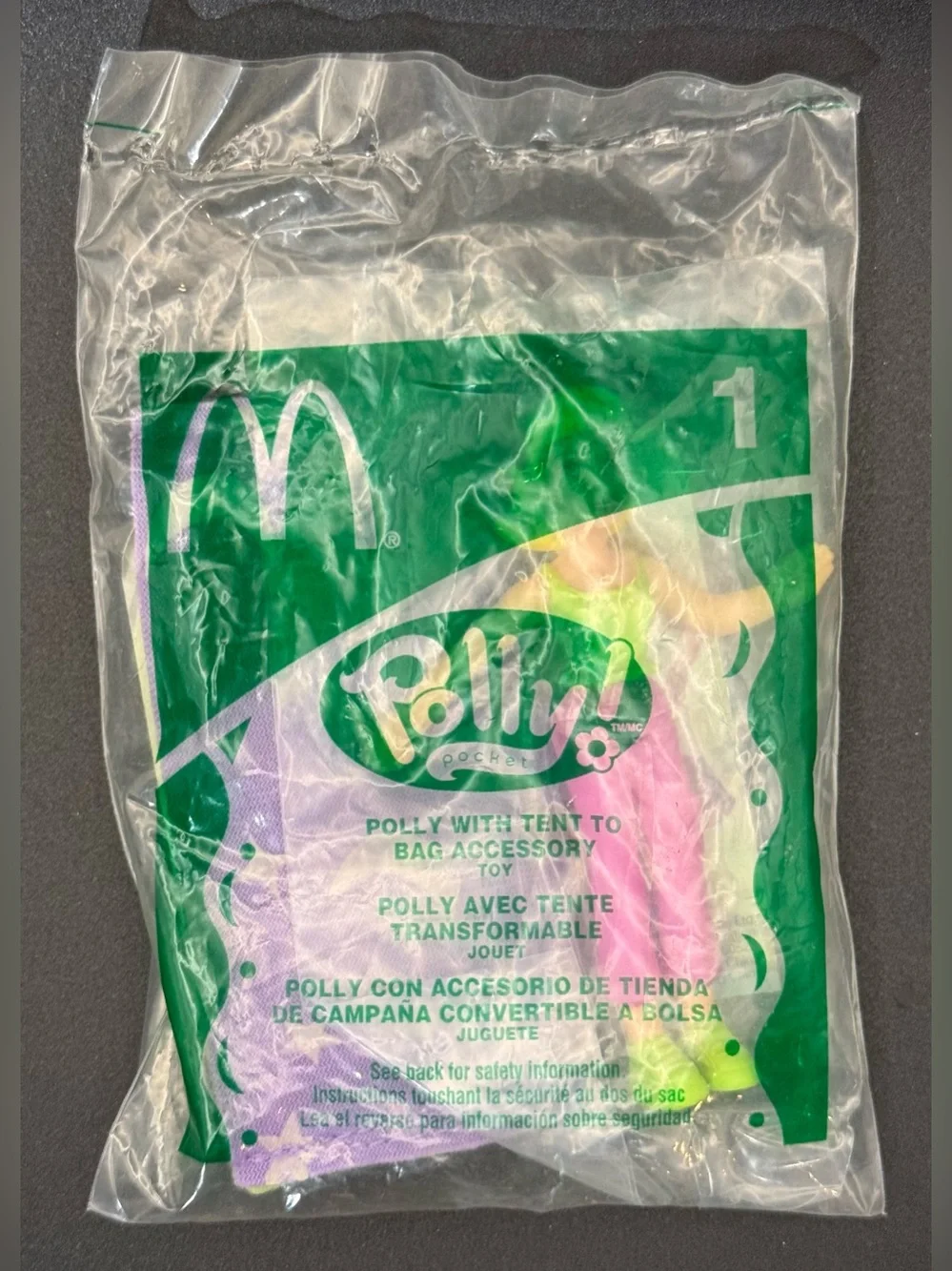 Vintage McDonalds Happy Meal Polly Pocket Toy #1 Polly w/Tent to Bag Brand New